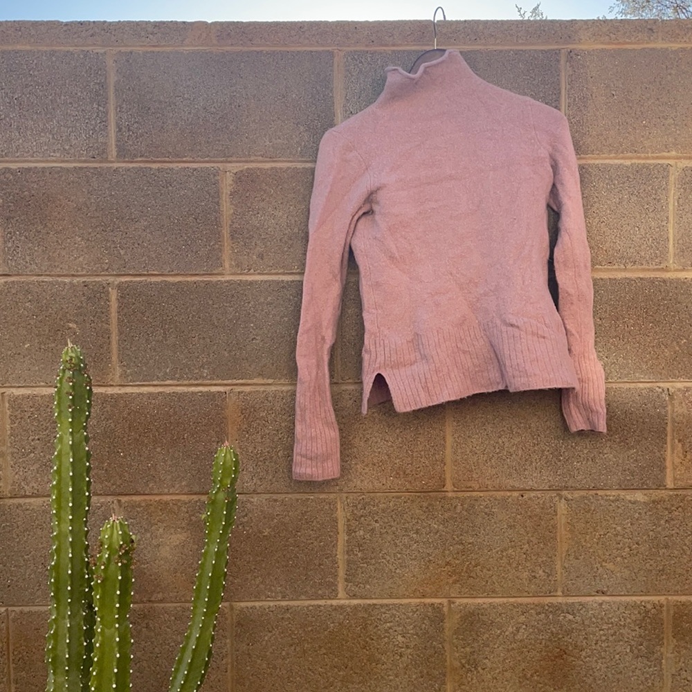 Pink Madewell Funnel Turtleneck Sweater